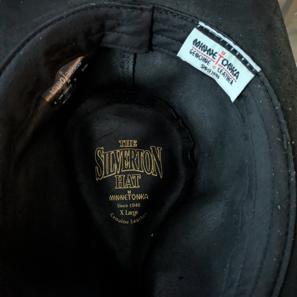 Minnetonka The Silverton Hat Black Leather Silver Concho Embellishments XL - Picture 6 of 13